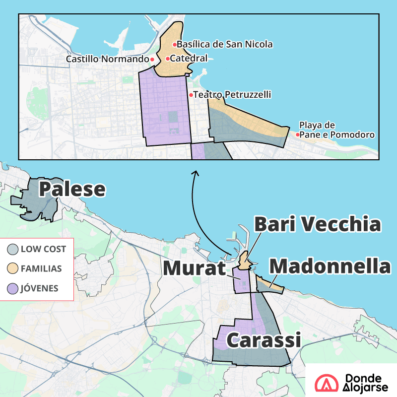 donde alojarse bari