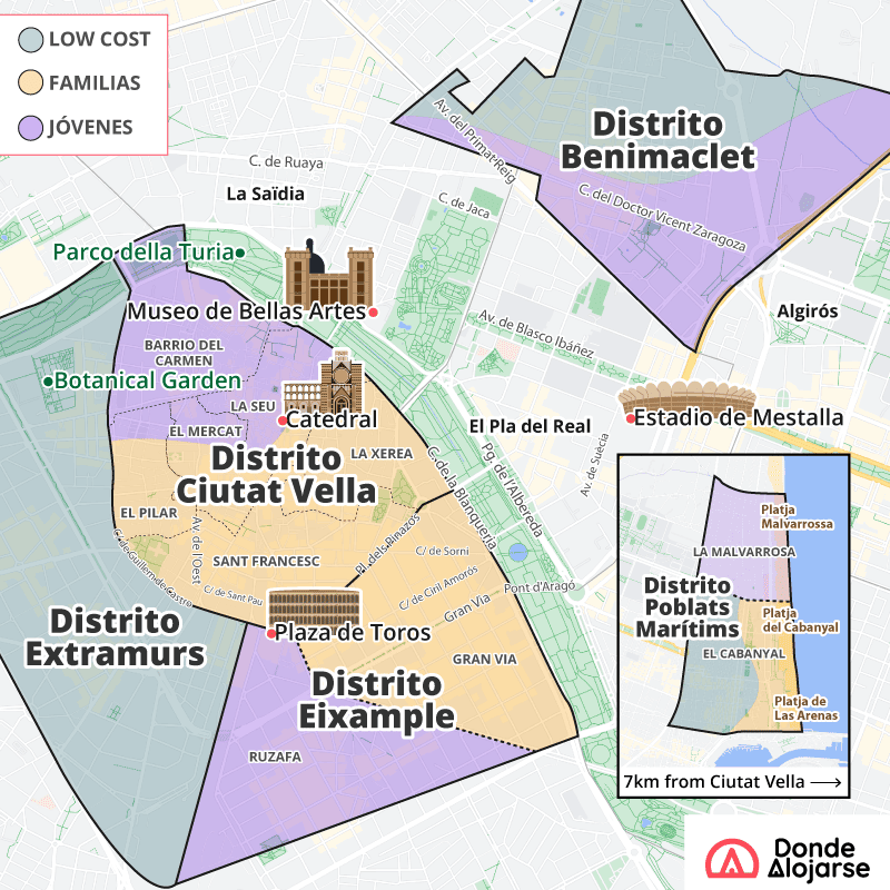 donde alojarse valencia